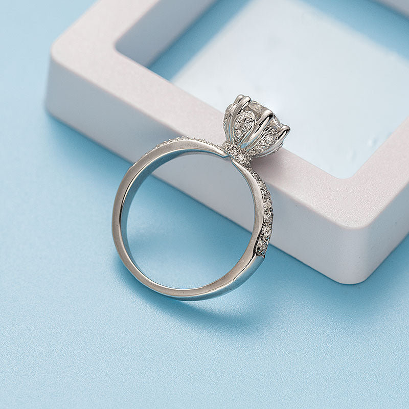 6-Prong Round Moissanite Petal Ring