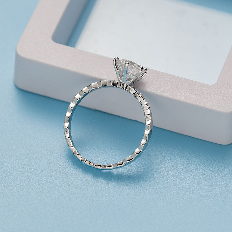 Hexagon Round Moissanite Pavé Ring