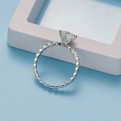 Hexagon Round Moissanite Pavé Ring