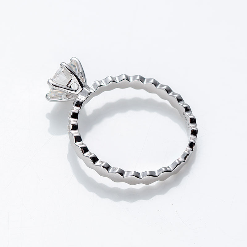 Hexagon Round Moissanite Pavé Ring