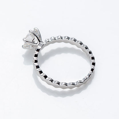 Hexagon Round Moissanite Pavé Ring
