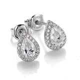 Pear Cut Moissanite Halo Stud Earrings