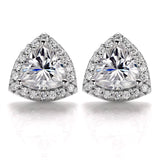 Trillion Cut Moissanite Halo Stud Earrings Women Only Gifts For Festivals And Anniversaries