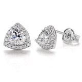 Trillion Cut Moissanite Halo Stud Earrings Women Only Gifts For Festivals And Anniversaries