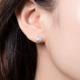 Trillion Cut Moissanite Halo Stud Earrings Women Only Gifts For Festivals And Anniversaries