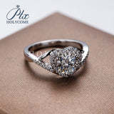 Love Shape Twisting Band Round Cut Halo Moissanite Ring