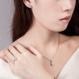 Pear Shape Halo Necklace Ring Earrings Moissanite Jewelry Set Women Only Gifts For Festivals And Anniversaries