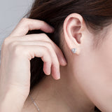 Trillion Cut Moissanite Halo Stud Earrings Women Only Gifts For Festivals And Anniversaries