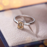 Flower Emerald Cut Moissanite Solitaire Ring Women Only Gifts For Festivals And Anniversaries