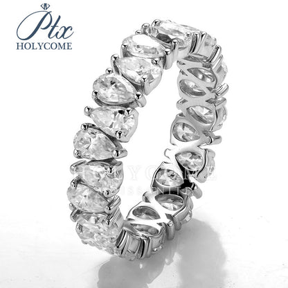Pear Cut Moissanite Eteinity Band Ring