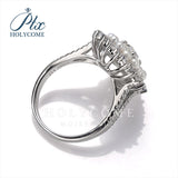 Oval Cut Halo Half Eterniry Pearl Moissanite Luxury Double Band Ring