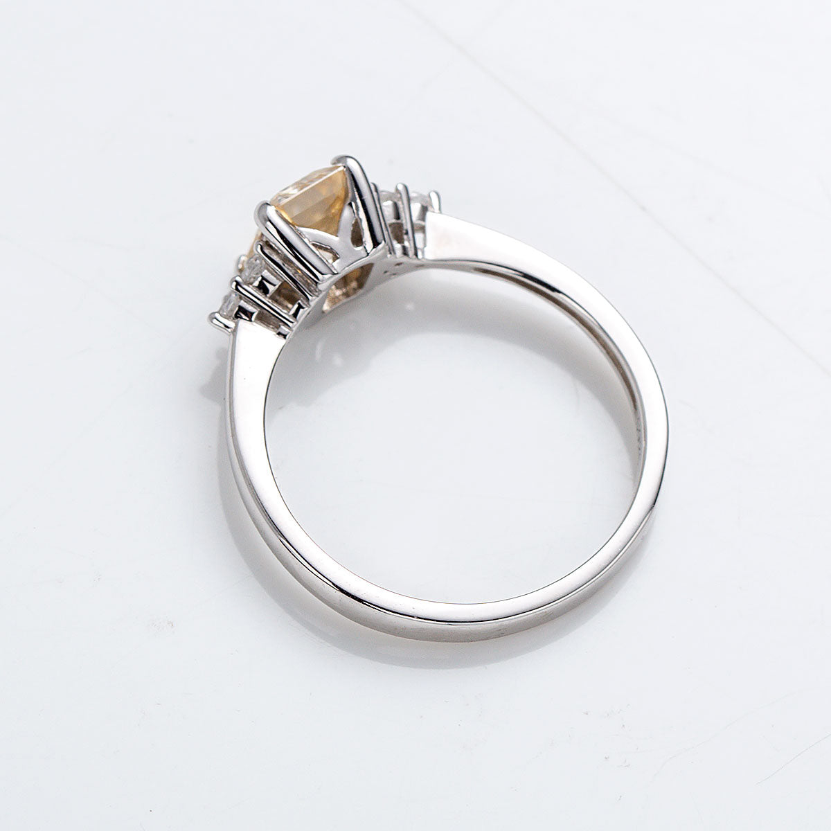 Emerald Cut Champagne Moissanite Cluster Ring