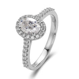 Oval Cut 1CT 925 Sterling Silver Halo Half Eternity Moissanite Ring Women Only Gifts For Festivals And Anniversaries