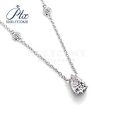 Pear Cut Moissanite Pendant Necklace Wit Accent Stones