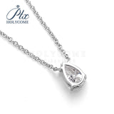 Pear Cut Moissanite Pendant Necklace Wit Accent Stones