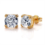 Classic Double Four Prong Round Moissanite Stud Earrings Women Only Gifts For Festivals And Anniversaries