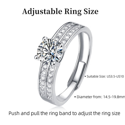 Round Moissanite Double Pavé Band Ring