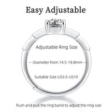 Emerald Cut Moissanite Adjustable Ladder Pavé Ring