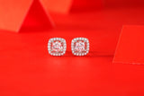 Princess Cut 1CT Moissanite Halo Stud Earrings