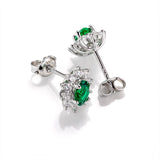 Sunflower Oval Cut  Lab Created Emerald 1CT  Stud Earrings