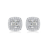 Princess Cut 1CT Moissanite Halo Stud Earrings