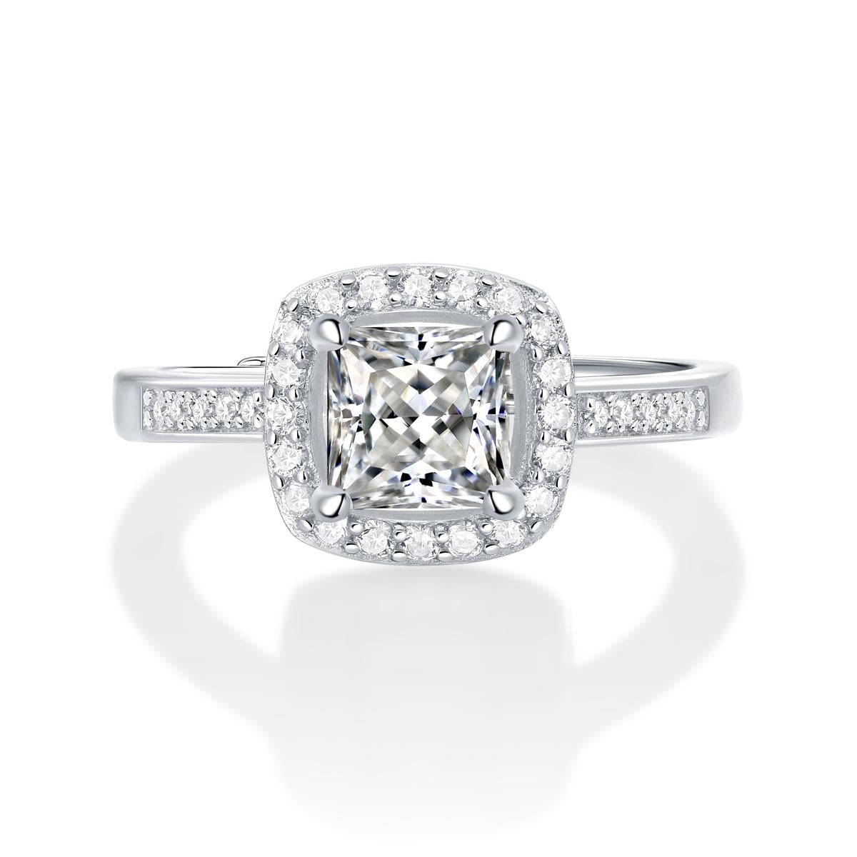 Princess Cut 1CT Halo Moissanite Ring