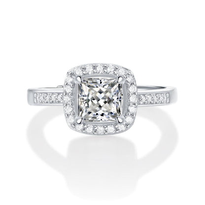 Princess Cut 1CT Halo Moissanite Ring