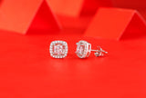 Princess Cut 1CT Moissanite Halo Stud Earrings